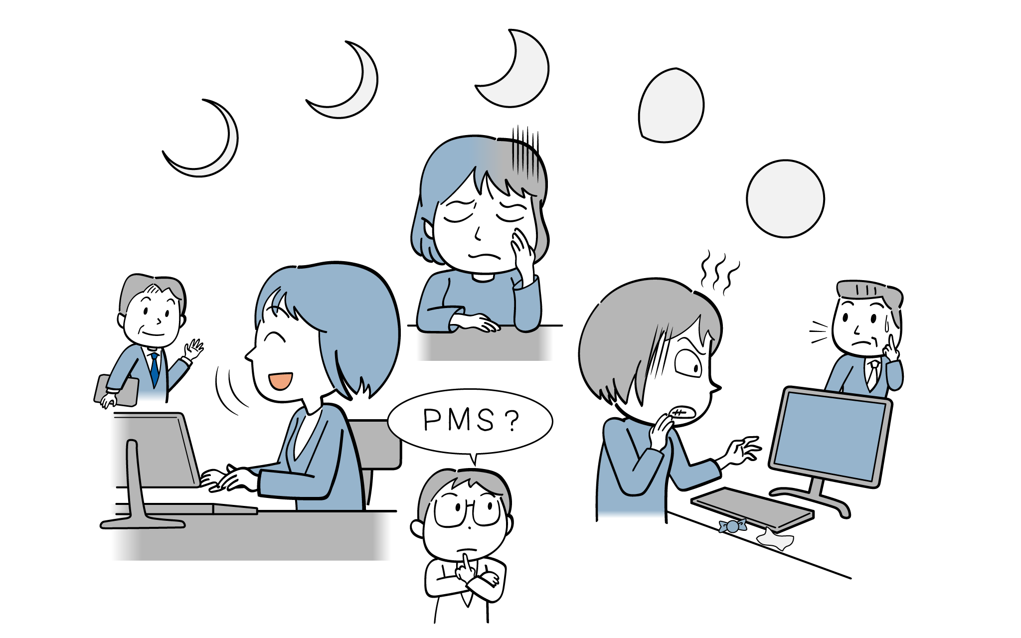 月経前症候群PMSについて、精神科医が症状、診断、治療について詳しく解説します。